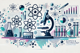 Ilustracja przedstawiająca integrację nauki i technologii w XXI wieku, podkreślająca innowacje i postęp.